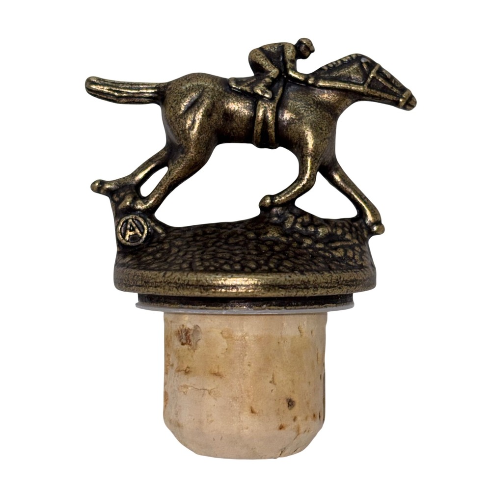 Blanton's Bourbon Horse Jockey Bottle Stopper Letter A Antiqued Metal Cork